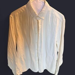 Zara men’s white linen button-up shirt size medium